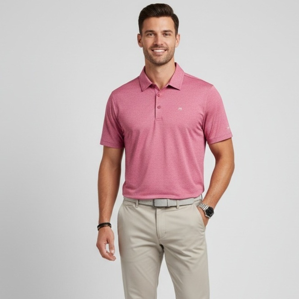 TravisMathew Tumble Creek Club Polo‎ XL Men Pink Pima Cotton Stretch Golf Shirt